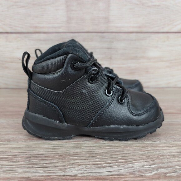 Nike Other - Nike Manoa Black Leather Boots Kids‎ Toddler Size 7C Lace Up Shoes BQ5374-001